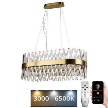 LED Prigušivi kristalni luster na sajli LED/90W/230V 3000-6500K + Daljinski upravljač