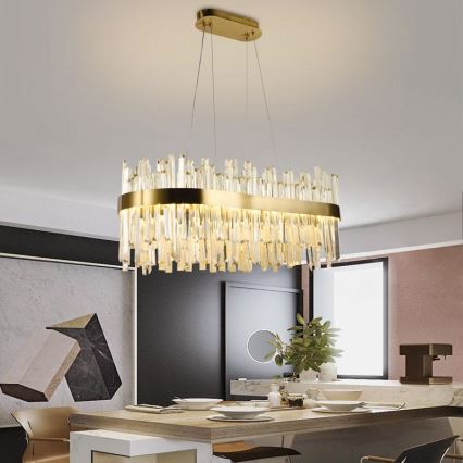 LED Prigušivi kristalni luster na sajli LED/90W/230V 3000-6500K + Daljinski upravljač