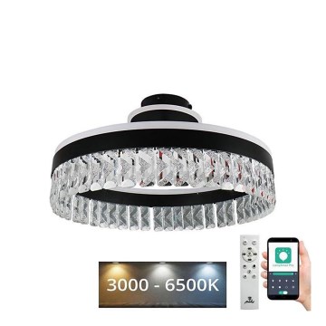 LED Prigušivi kristalni nadgradni luster LED/75W/230V 3000-6500K crno + Daljinski upravljač