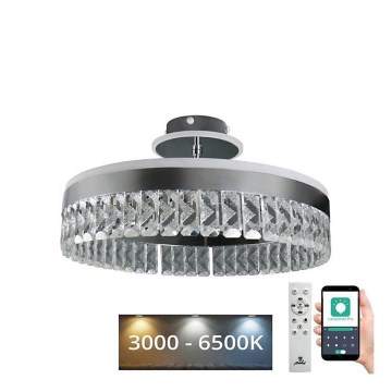 LED Prigušivi kristalni nadgradni luster LED/75W/230V 3000-6500K mat krom + Daljinski upravljač