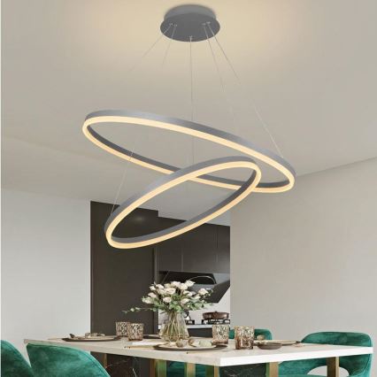 LED Prigušivi luster na sajli LED/100W/230V 3000-6500K pr. 80 cm + Daljinski upravljač