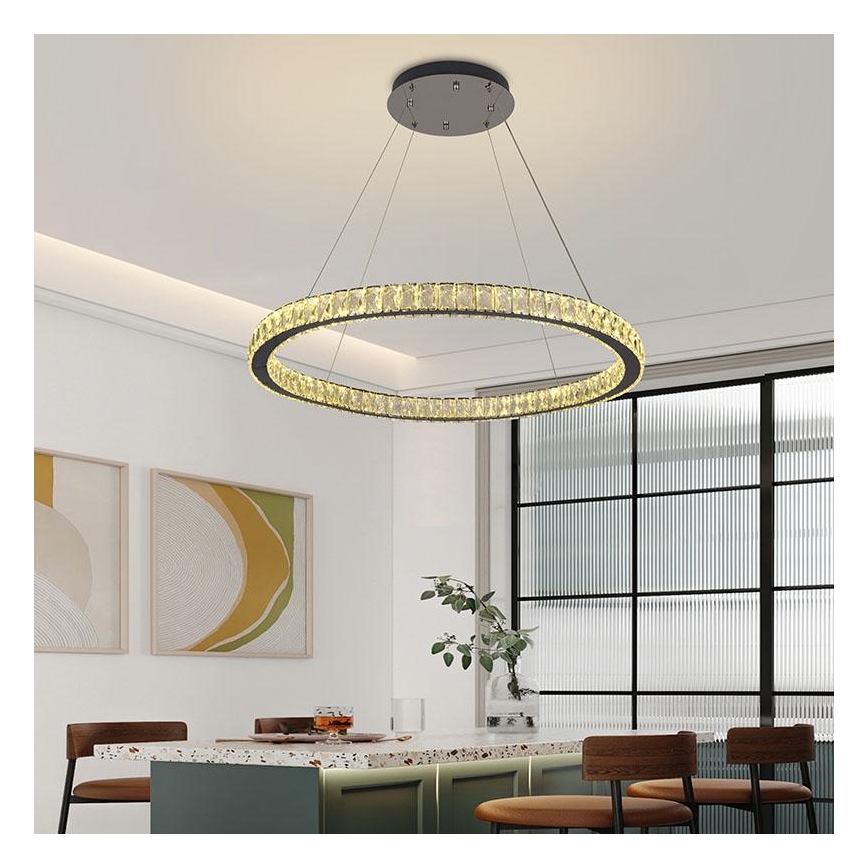 LED Prigušivi kristalni luster na sajli LED/100W/230V 3000-6500K srebrno + Daljinski upravljač