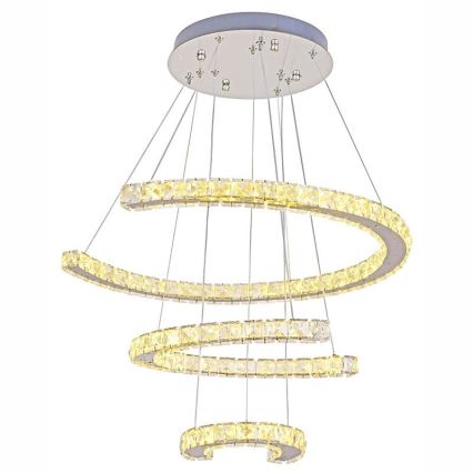 LED Prigušivi kristalni luster na sajli LED/100W/230V 3000-6500K srebrno + Daljinski upravljač