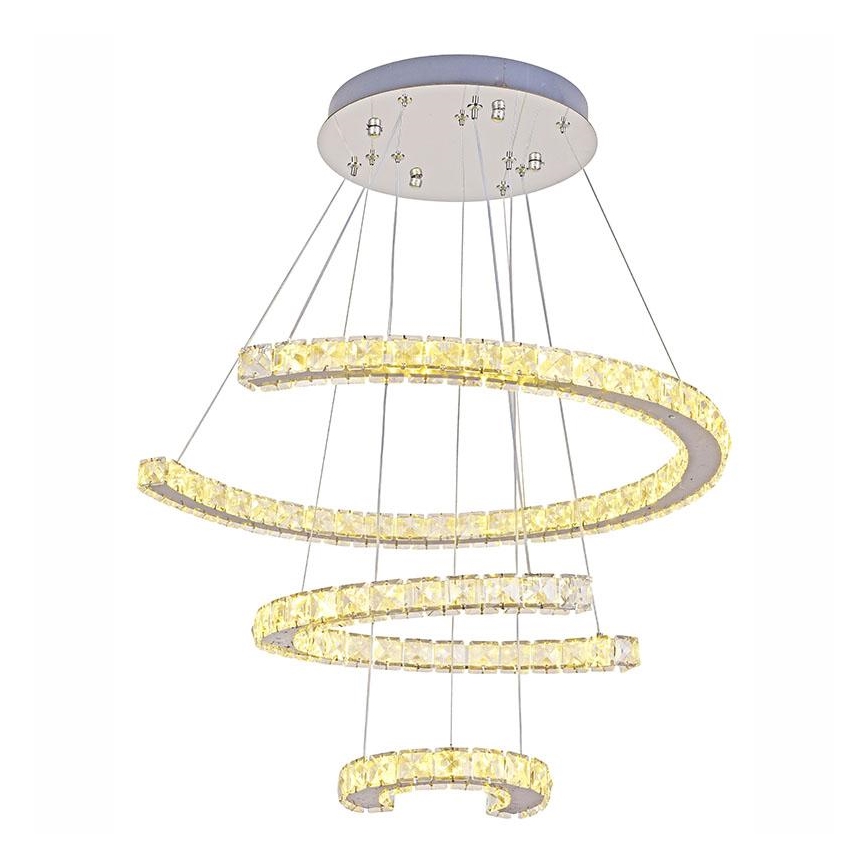 LED Prigušivi kristalni luster na sajli LED/100W/230V 3000-6500K srebrno + Daljinski upravljač