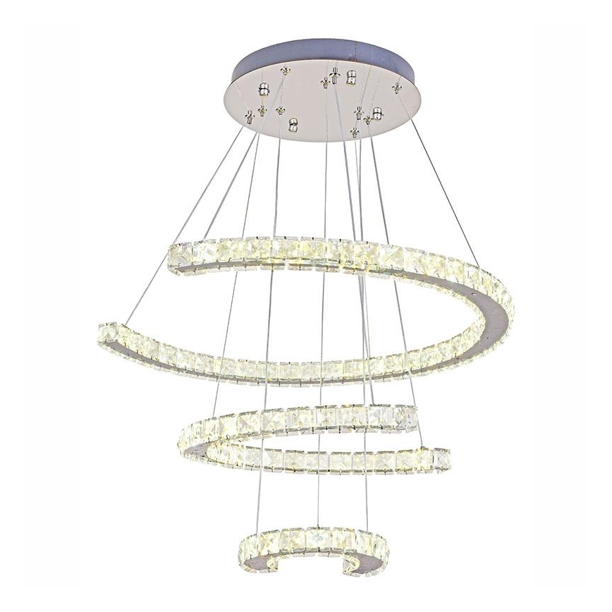 LED Prigušivi kristalni luster na sajli LED/100W/230V 3000-6500K srebrno + Daljinski upravljač