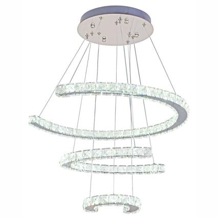 LED Prigušivi kristalni luster na sajli LED/100W/230V 3000-6500K srebrno + Daljinski upravljač