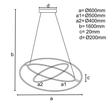 LED Prigušivi luster na sajli LED/105W/230V 3000-6500K + Daljinski upravljač