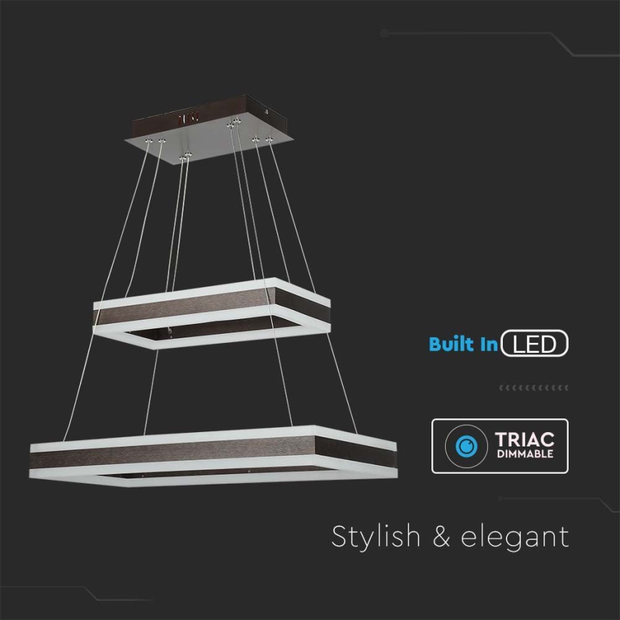 LED Prigušivi luster na sajli LED/113W/230V 3000K braon