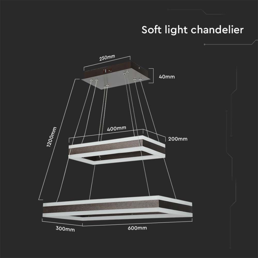 LED Prigušivi luster na sajli LED/113W/230V 3000K braon