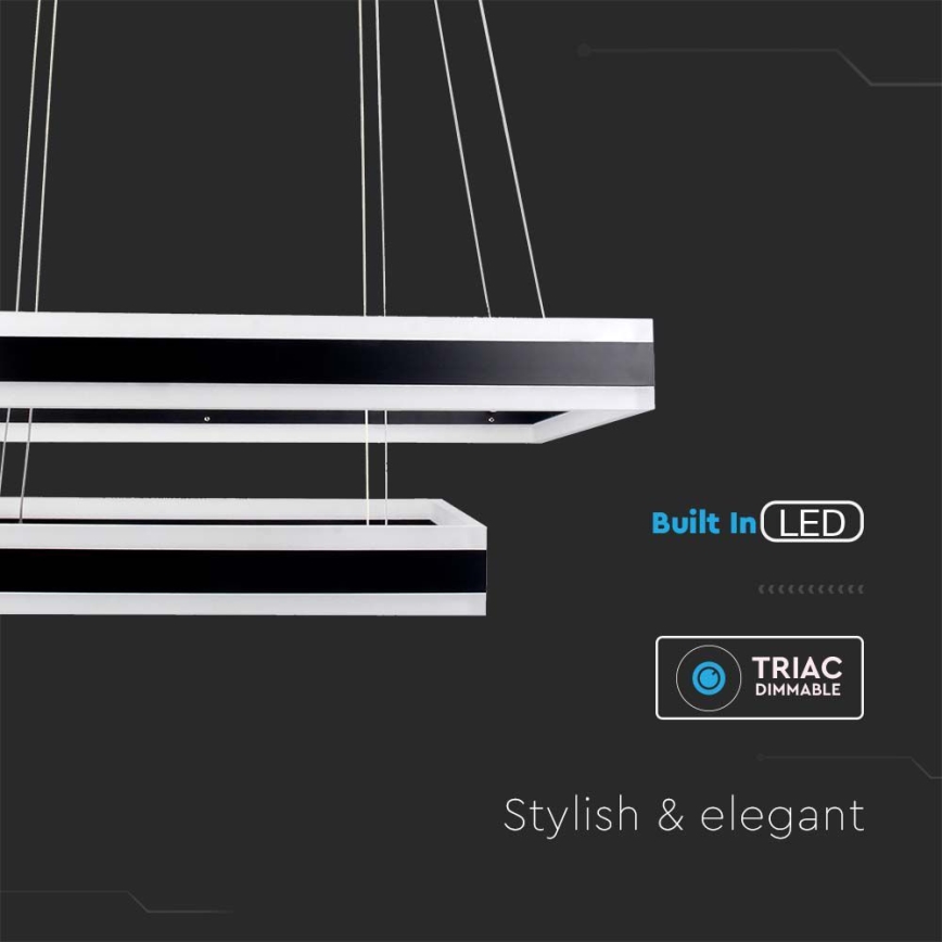 LED Prigušivi luster na sajli LED/113W/230V 3000K crno