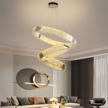 LED Prigušivi kristalni luster na sajli LED/115W/230V 3000-6500K sjajni krom + Daljinski upravljač