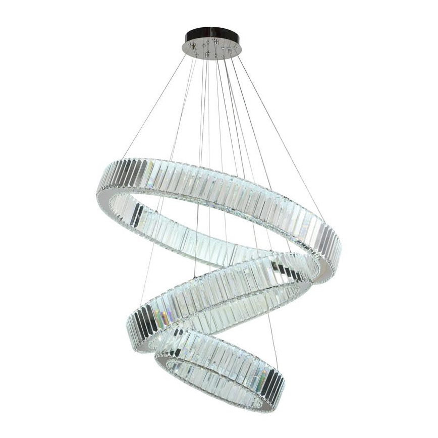 LED Prigušivi kristalni luster na sajli LED/115W/230V 3000-6500K sjajni krom + Daljinski upravljač