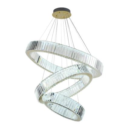 LED Prigušivi kristalni luster na sajli LED/115W/230V 3000-6500K krom/zlatna + Daljinski upravljač