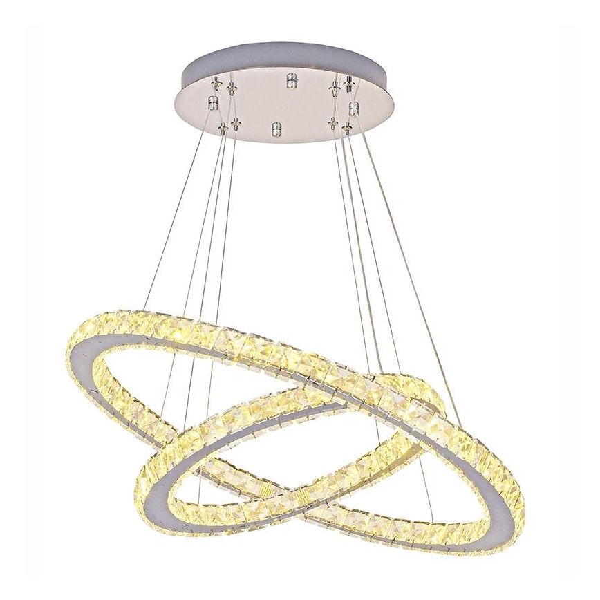 LED Prigušivi kristalni luster na sajli LED/115W/230V 3000-6500K srebrno + Daljinski upravljač