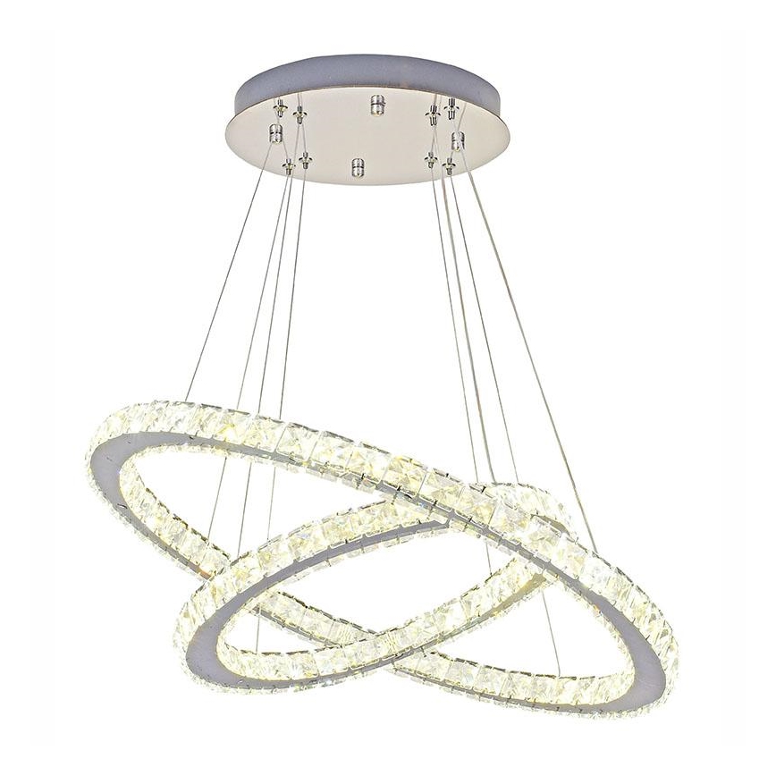 LED Prigušivi kristalni luster na sajli LED/115W/230V 3000-6500K srebrno + Daljinski upravljač