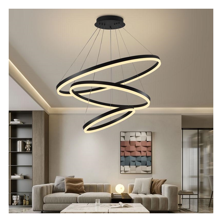 LED Prigušivi luster na sajli LED/125W/230V 3000-6500K pr. 80 cm + Daljinski upravljač