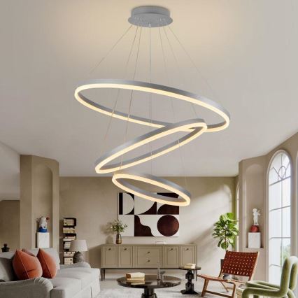 LED Prigušivi luster na sajli LED/125W/230V 3000-6500K pr. 80 cm + Daljinski upravljač