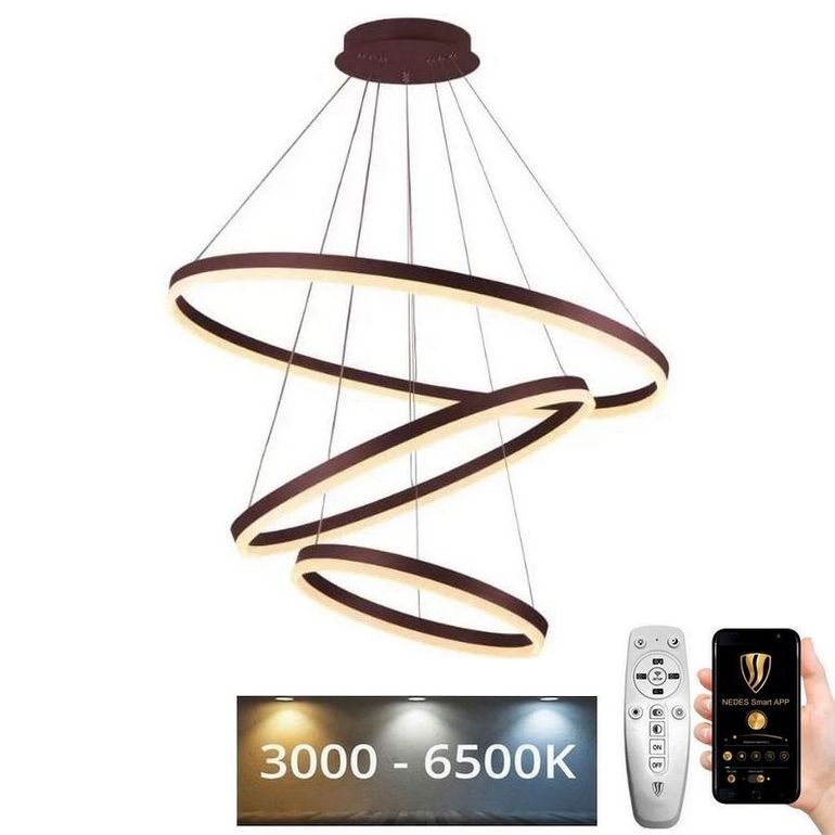 LED Prigušivi luster na sajli LED/125W/230V 3000-6500K + Daljinski upravljač
