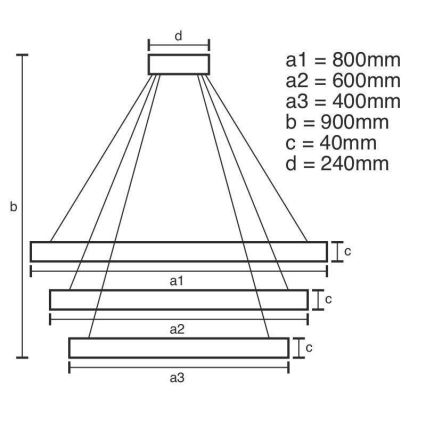 LED Prigušivi luster na sajli LED/125W/230V 3000-6500K + Daljinski upravljač