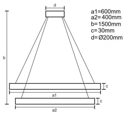 LED Prigušivi luster na sajli LED/130W/230V 3000-6500K + Daljinski upravljač
