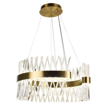 LED Prigušivi kristalni luster na sajli LED/130W/230V 3000-6500K zlatna + Daljinski upravljač