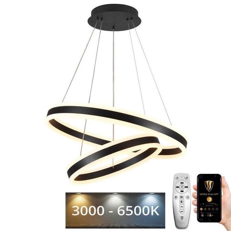 LED Prigušivi luster na sajli LED/135W/230V 3000-6500K + Daljinski upravljač