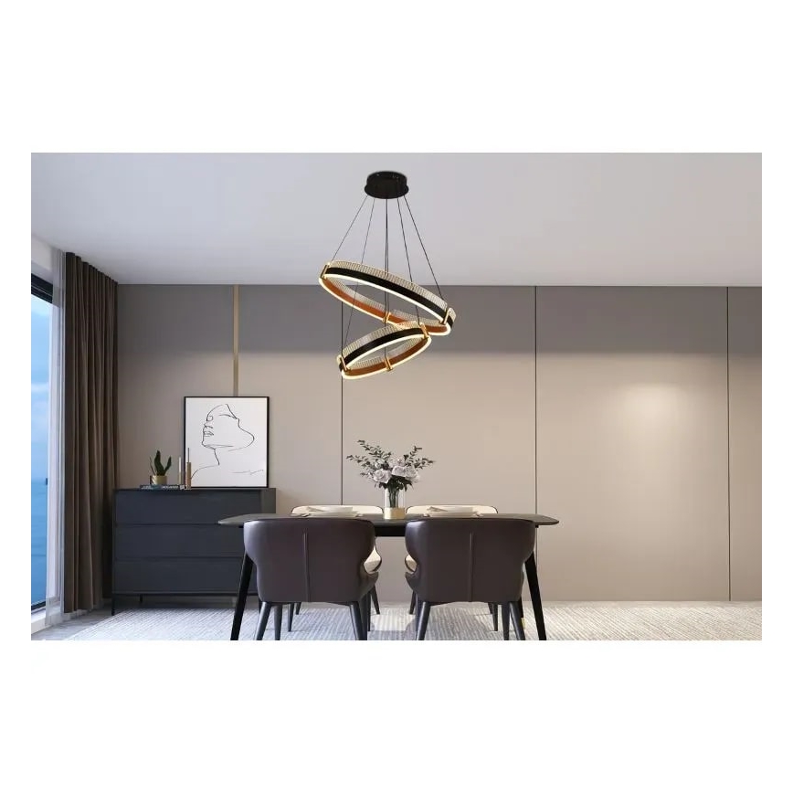 LED Prigušivi luster na sajli LED/140W/230V 3000-6500K pr. 60 cm + Daljinski upravljač