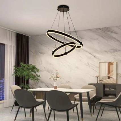 LED Prigušivi luster na sajli LED/140W/230V 3000-6500K + Daljinski upravljač