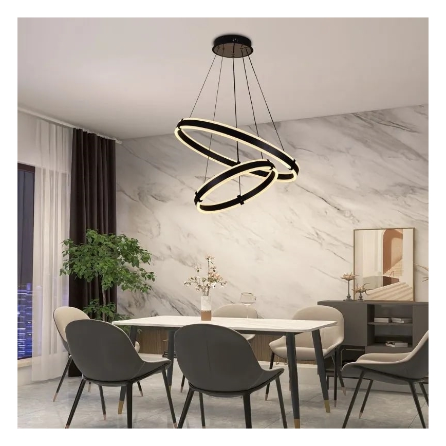 LED Prigušivi luster na sajli LED/140W/230V 3000-6500K + Daljinski upravljač