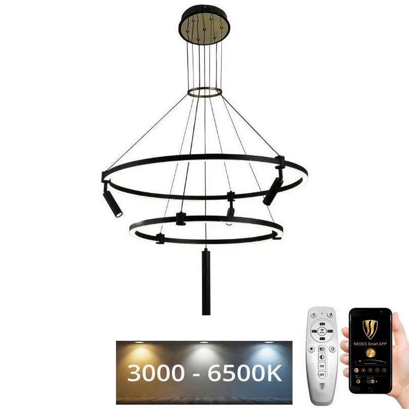 LED Prigušivi luster na sajli LED/140W/230V 3000-6500K + Daljinski upravljač