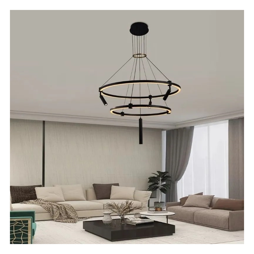 LED Prigušivi luster na sajli LED/140W/230V 3000-6500K + Daljinski upravljač