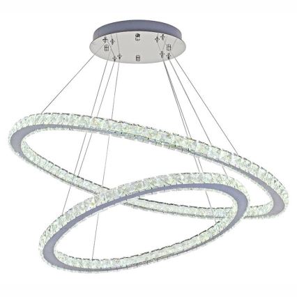 LED Prigušivi kristalni luster na sajli LED/160W/230V 3000-6500K srebrno + Daljinski upravljač