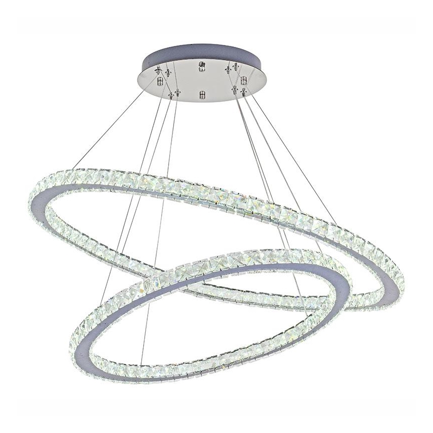 LED Prigušivi kristalni luster na sajli LED/160W/230V 3000-6500K srebrno + Daljinski upravljač
