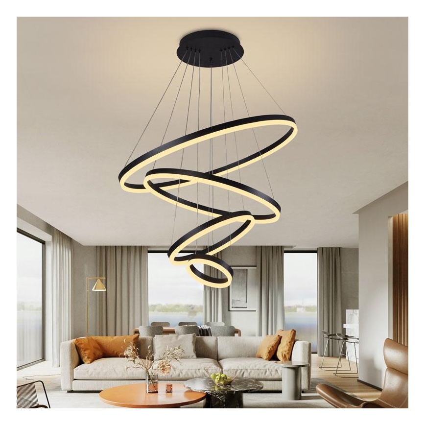 LED Prigušivi luster na sajli LED/165W/230V 3000-6500K pr. 80 cm + Daljinski upravljač