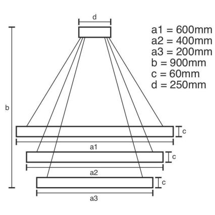 LED Prigušivi luster na sajli LED/165W/230V 3000-6500K pr. 60 cm + Daljinski upravljač