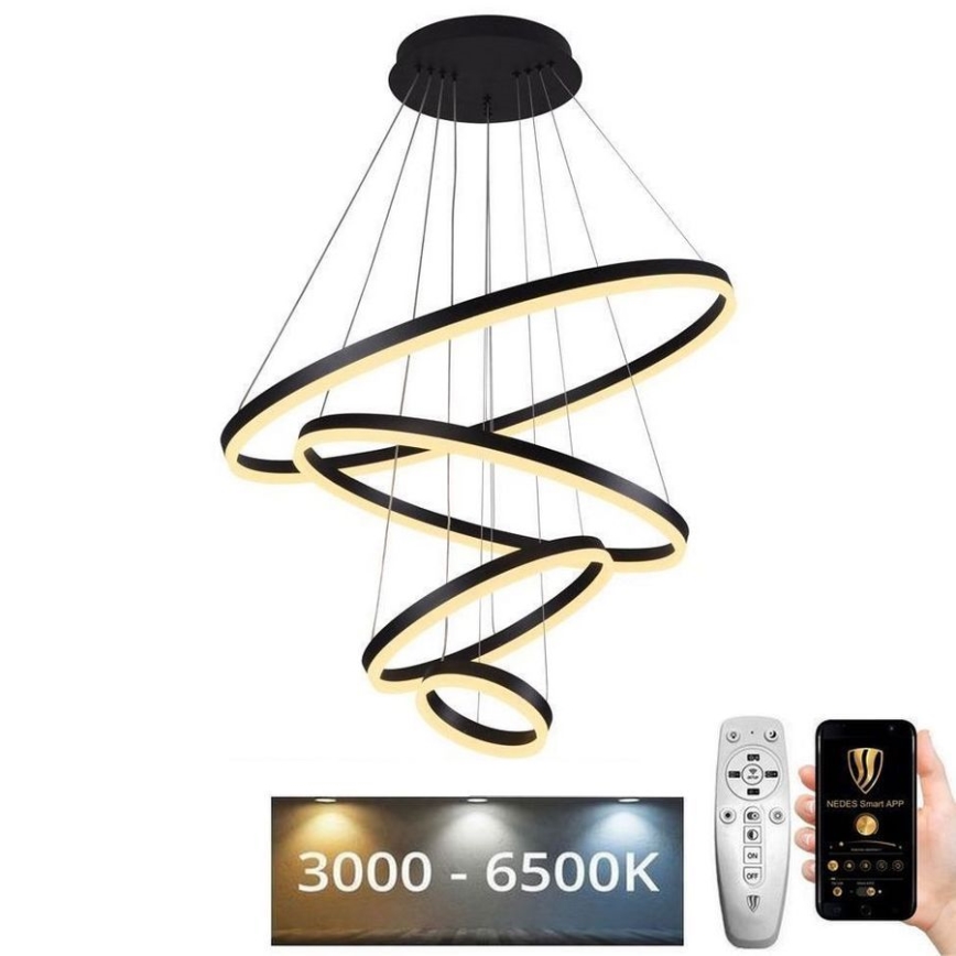 LED Prigušivi luster na sajli LED/165W/230V 3000-6500K pr. 80 cm + Daljinski upravljač