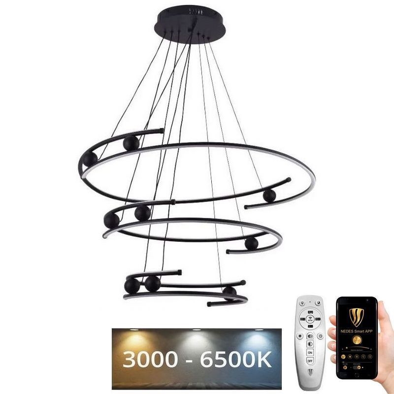 LED Prigušivi luster na sajli LED/170W/230V 3000-6500K + Daljinski upravljač
