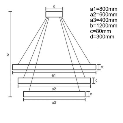 LED Prigušivi luster na sajli LED/170W/230V 3000-6500K + Daljinski upravljač