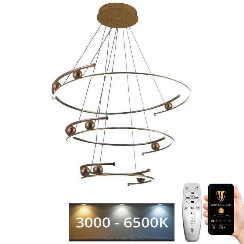 LED Prigušivi luster na sajli LED/170W/230V 3000-6500K + Daljinski upravljač