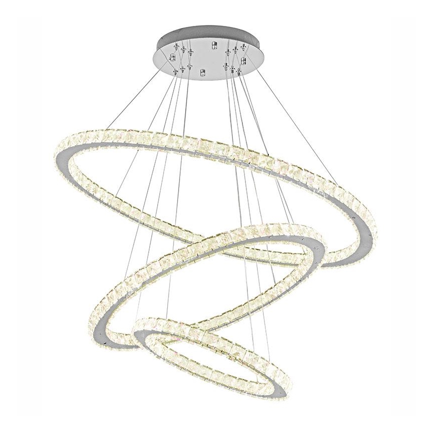 LED Prigušivi kristalni luster na sajli LED/210W/230V 3000-6500K srebrno + Daljinski upravljač