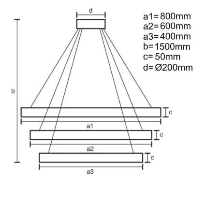 LED Prigušivi luster na sajli LED/235W/230V 3000-6500K pr. 80 cm + Daljinski upravljač