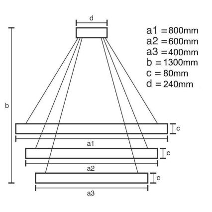 LED Prigušivi luster na sajli LED/240W/230V 3000-6500K + Daljinski upravljač