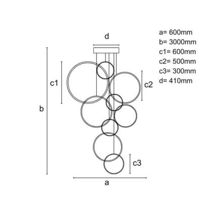 LED Prigušivi luster na sajli LED/290W/230V 3000-6500K pr. 60 cm + Daljinski upravljač