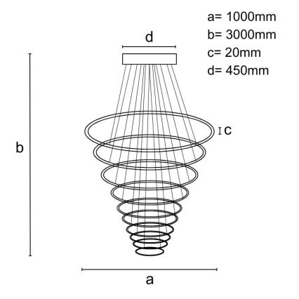 LED Prigušivi luster na sajli LED/365W/230V 3000-6500K pr. 100 cm + Daljinski upravljač