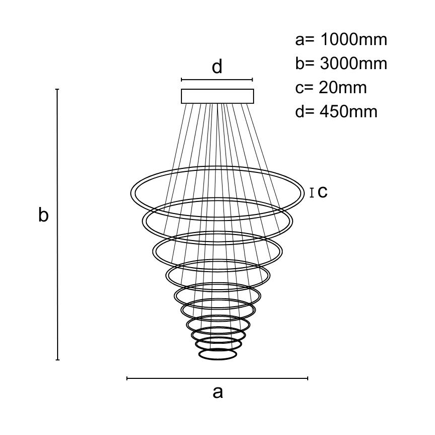 LED Prigušivi luster na sajli LED/365W/230V 3000-6500K pr. 100 cm + Daljinski upravljač