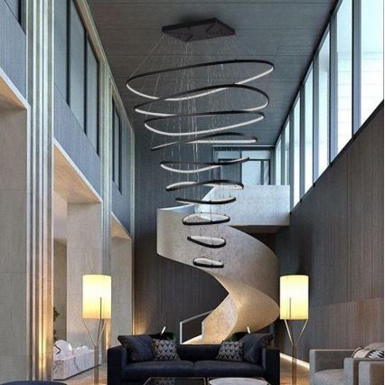 LED Prigušivi luster na sajli LED/370W/230V 3000-6500K pr. 100 cm + Daljinski upravljač