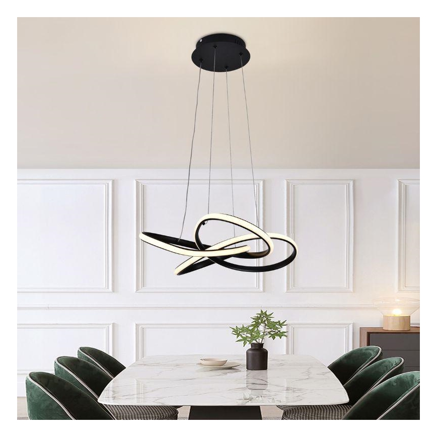 LED Prigušivi luster na sajli LED/40W/230V 3000-6500K crno + Daljinski upravljač