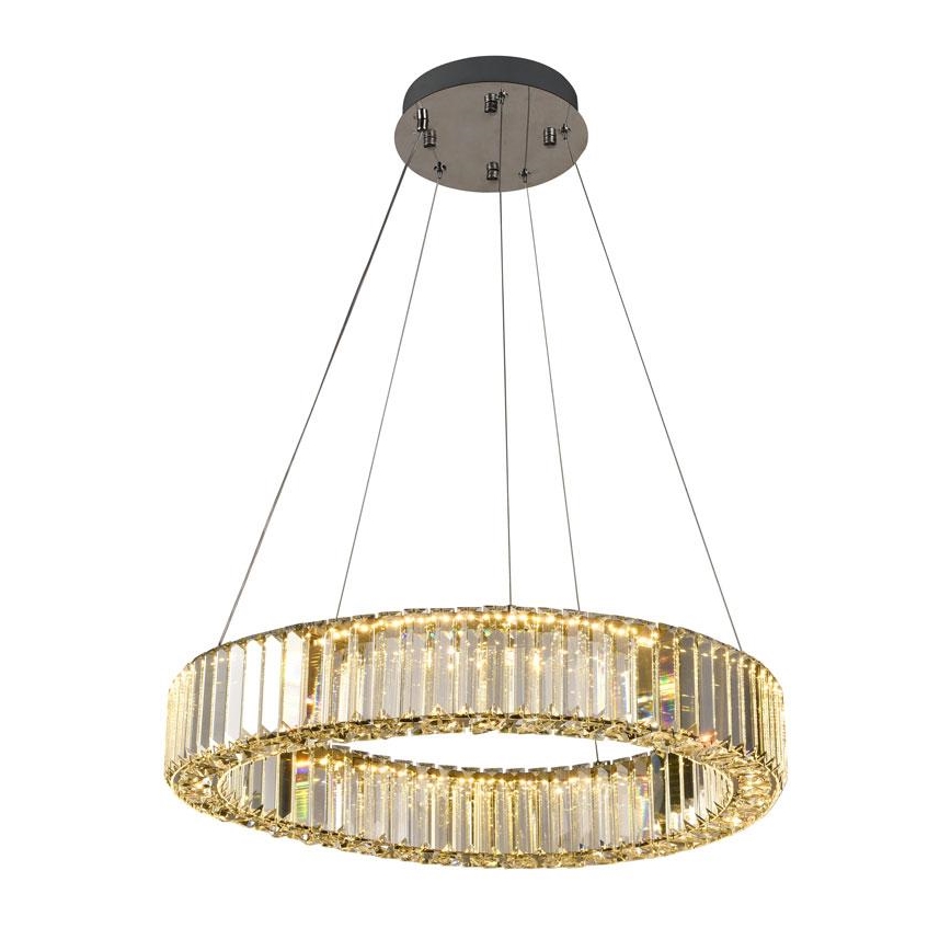 LED Prigušivi kristalni luster na sajli LED/40W/230V 3000-6500K sjajni krom + Daljinski upravljač