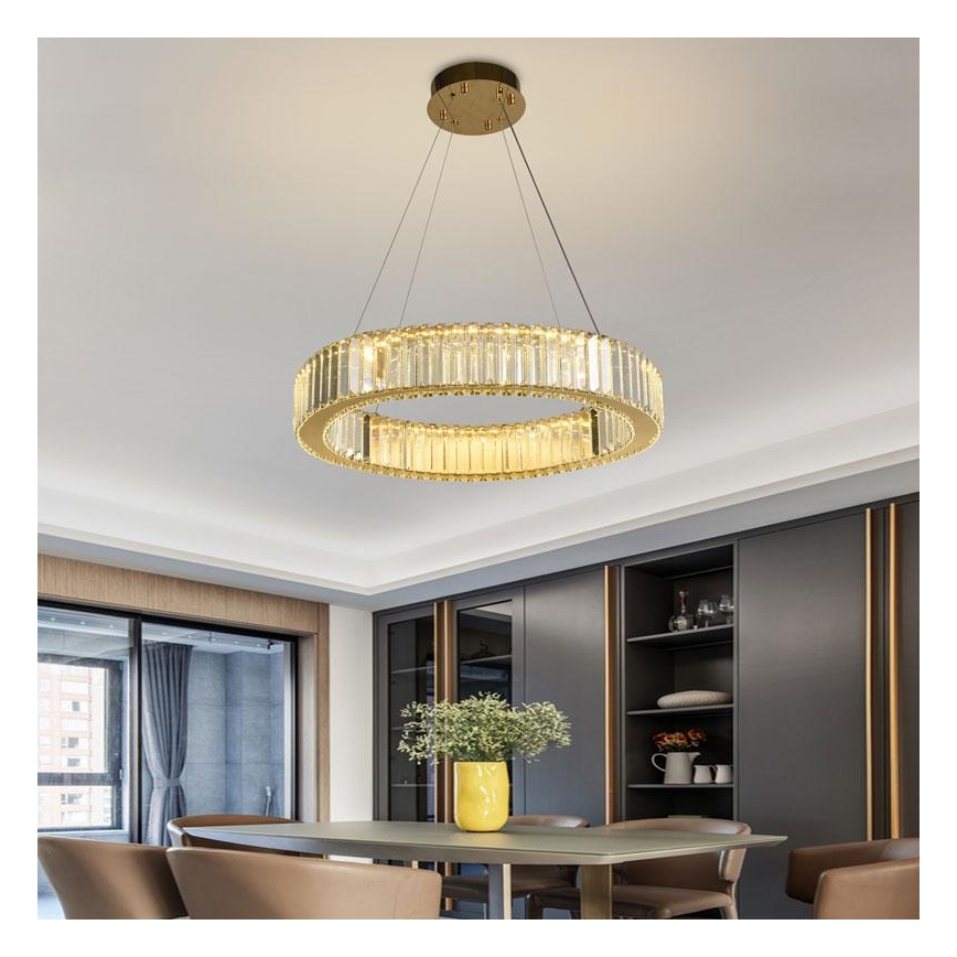 LED Prigušivi kristalni luster na sajli LED/40W/230V 3000-6500K krom/zlatna + Daljinski upravljač