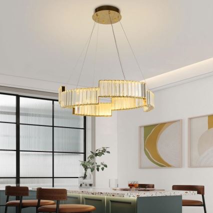 LED Prigušivi kristalni luster na sajli LED/40W/230V 3000-6500K zlatna + Daljinski upravljač